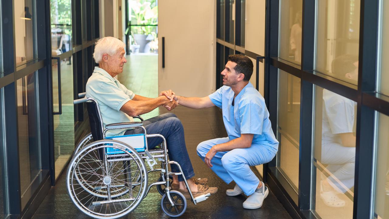 Healthcare professionals using technology